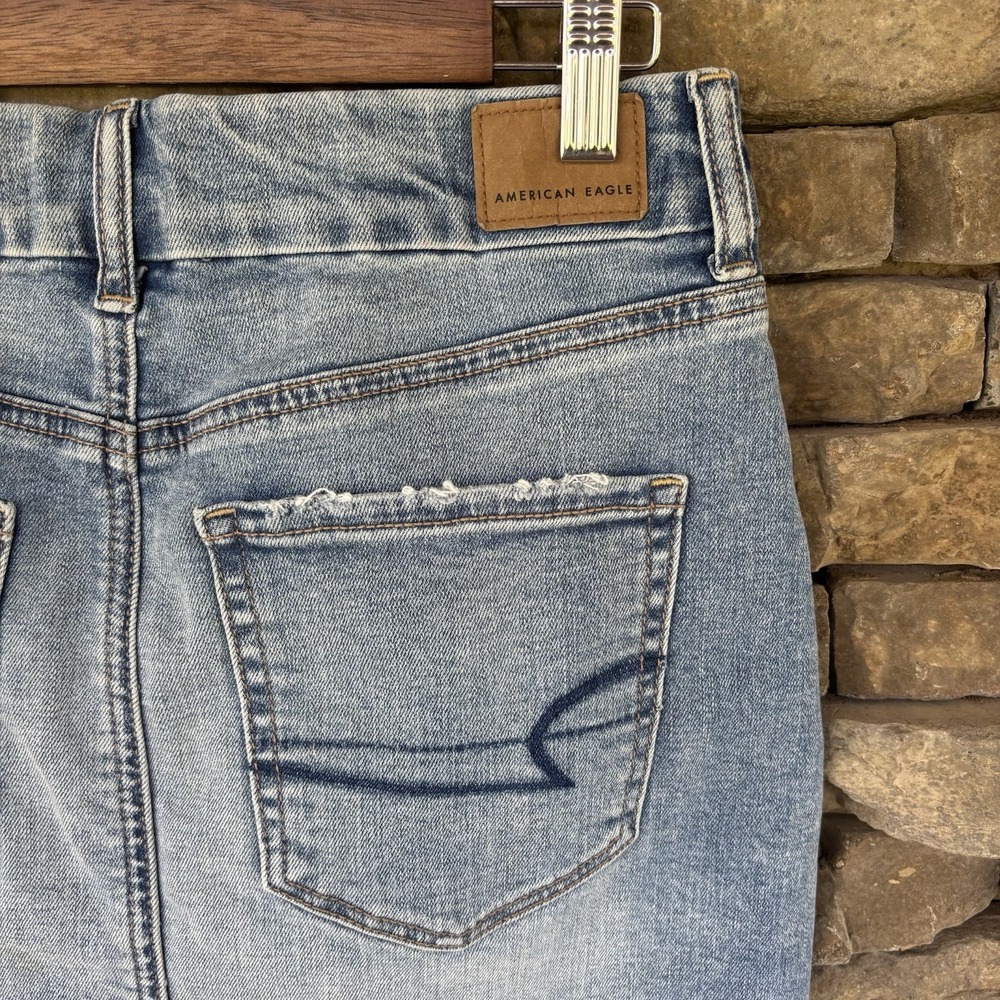 American Eagle Womens 4 Curvy Hi-Rise Mini Super Stretch Blue Jean Skirt‎ Y2K - Picture 4 of 9